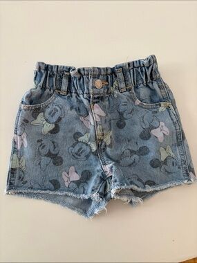 Disney Minnie Mouse Denim Shorts - Light Blue with Pastel Bows
